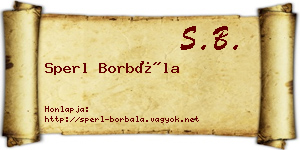 Sperl Borbála névjegykártya